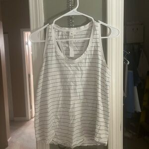 Lululemon White Striped Tank Top